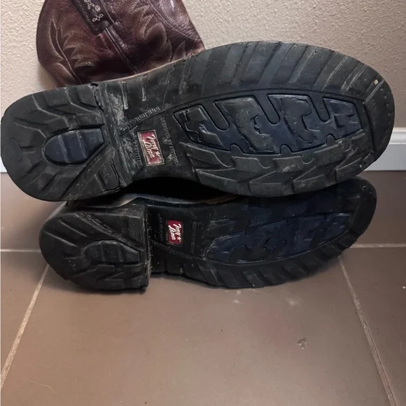 TONY LAMA HENRICK Brown Embroidered Boots Men’s Leather Round Toe SZ 9D Western - Picture 8 of 17